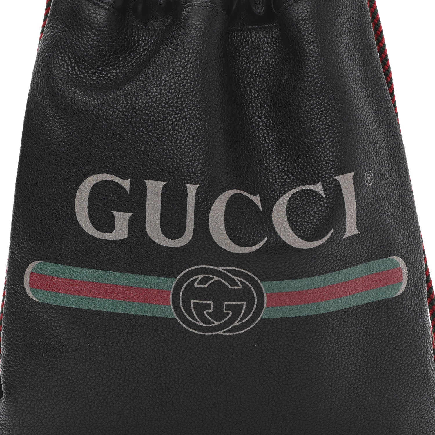 Gucci Calfskin Logo Drawstring Backpack Black 7 of 11
