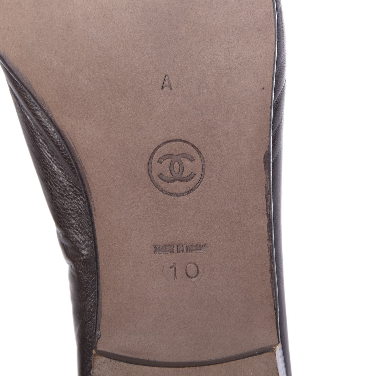 Lambskin CC Cap Toe Ballerina Flats 10 Brown Black