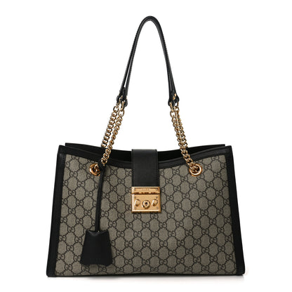 Gucci GG Supreme Monogram Medium Padlock Tote Black 1 of 10