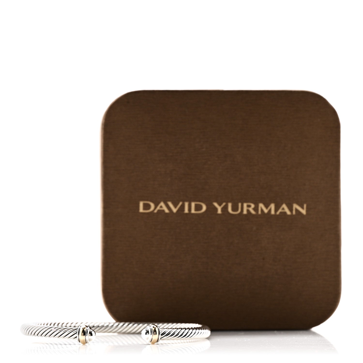 David Yurman Sterling Silver 18K Yellow Gold 4mm Cable Classics Bracelet 5 of 5