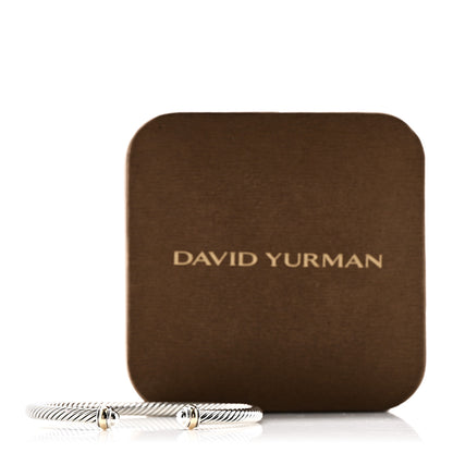 David Yurman Sterling Silver 18K Yellow Gold 4mm Cable Classics Bracelet 5 of 5