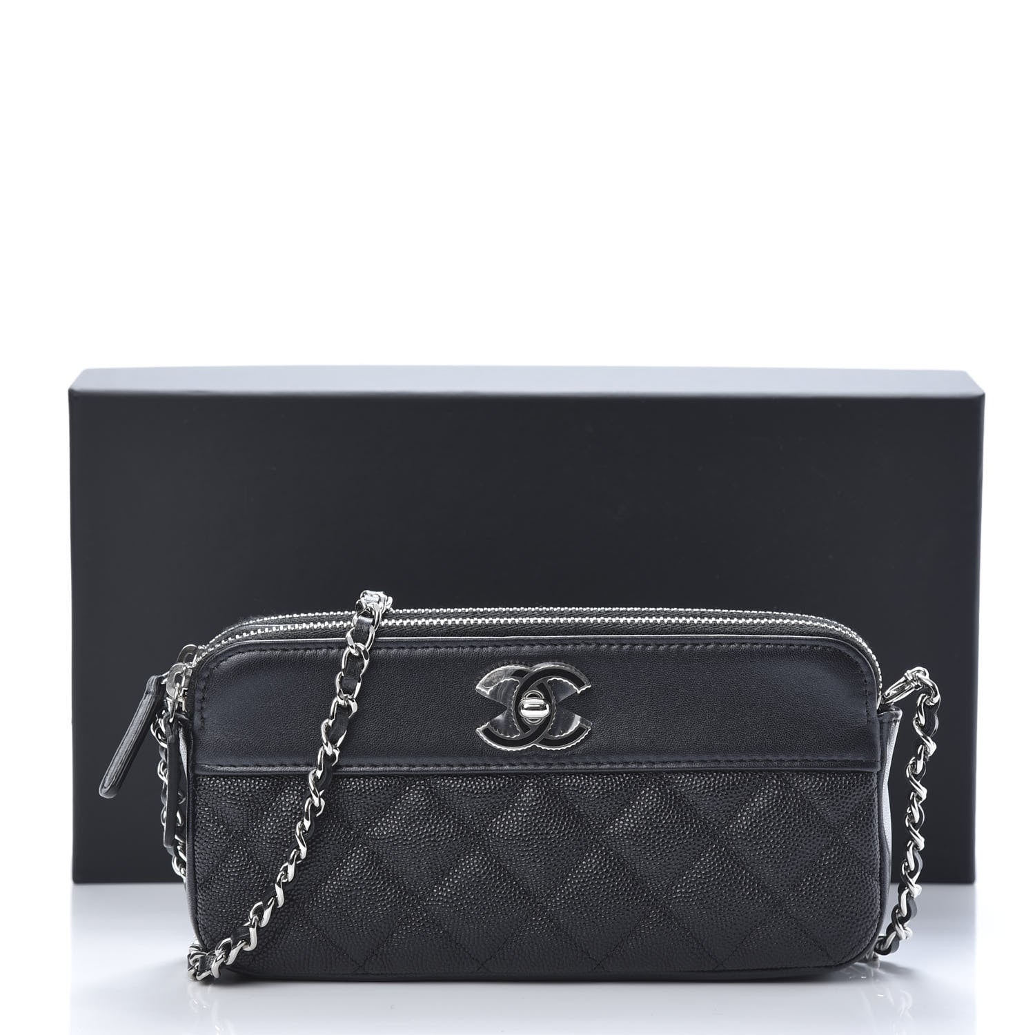 Chanel Caviar Quilted Small Vintage Mademoiselle Clutch With Chain Black 14 of 15