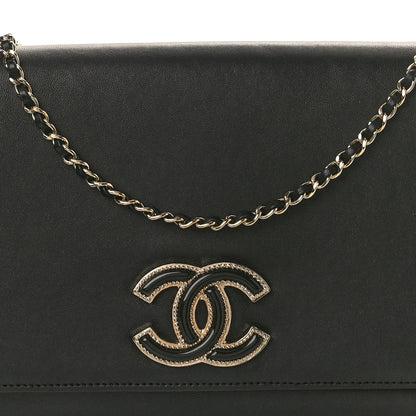 Chanel Lambskin Enamel CC Flap Clutch With Chain Black 8 of 13