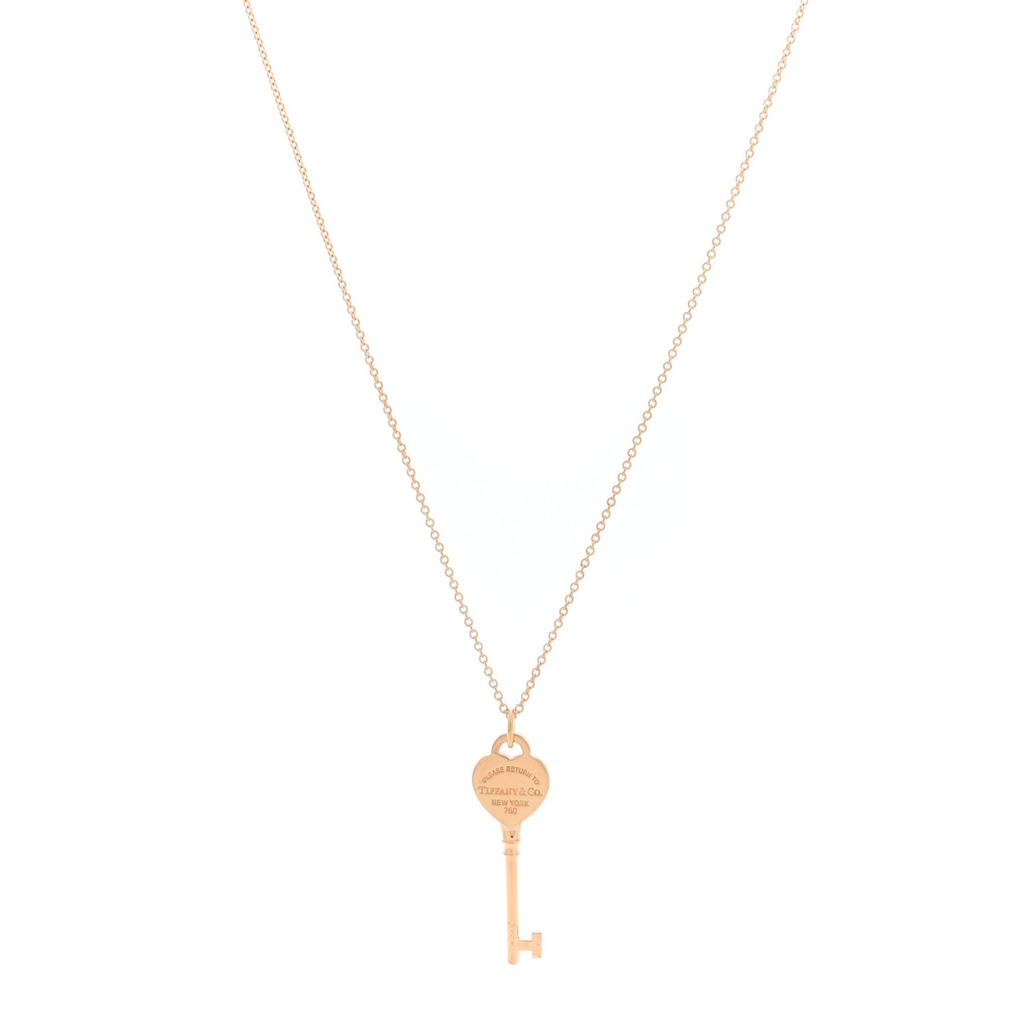 18K Rose Gold Return To Tiffany Heart Key Pendant Necklace