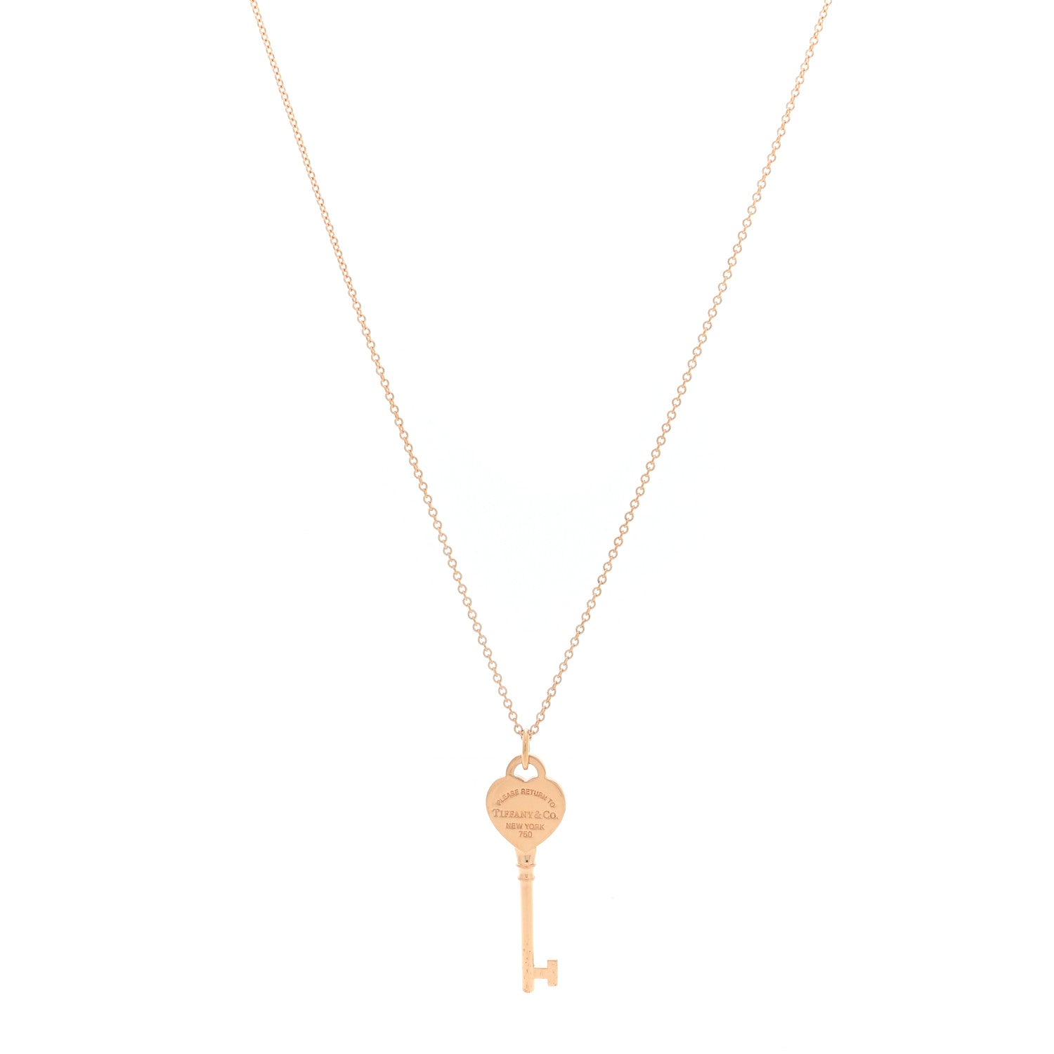 Tiffany 18K Rose Gold Return To Tiffany Heart Key Pendant Necklace 1 of 6