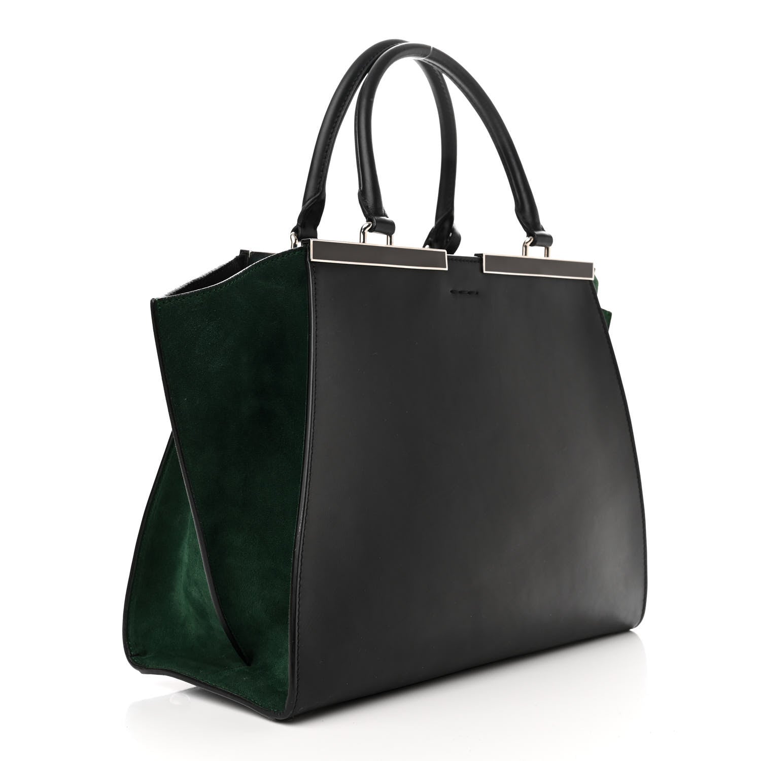 Fendi Vitello Baltico Kore Petite 3Jours Tote Black Verde Prato 3 of 11