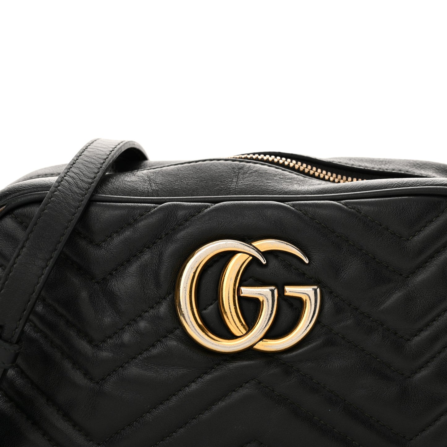 Calfskin Matelasse Small GG Marmont Chain Shoulder Bag Black