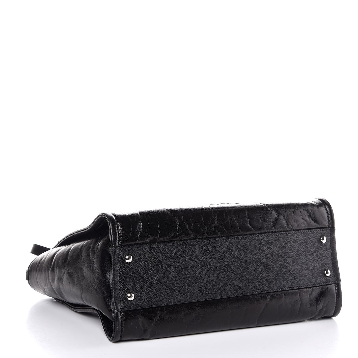 Glazed Calfskin Small Deauville Tote Black