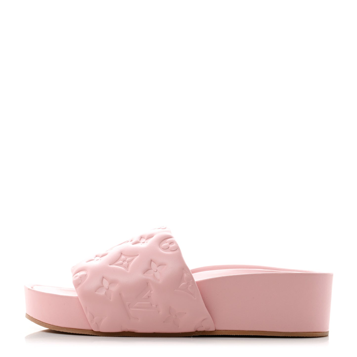 Lambskin Embossed Monogram Jumbo Flatform Mule Sandals 37.5 Rose Clair