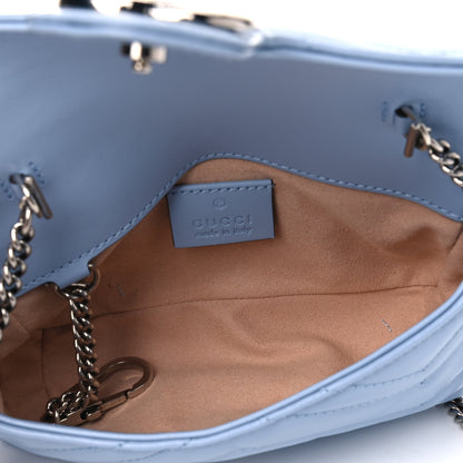 Gucci Calfskin Matelasse Super Mini GG Marmont Shoulder Bag Porcelain Light Blue 4 of 4