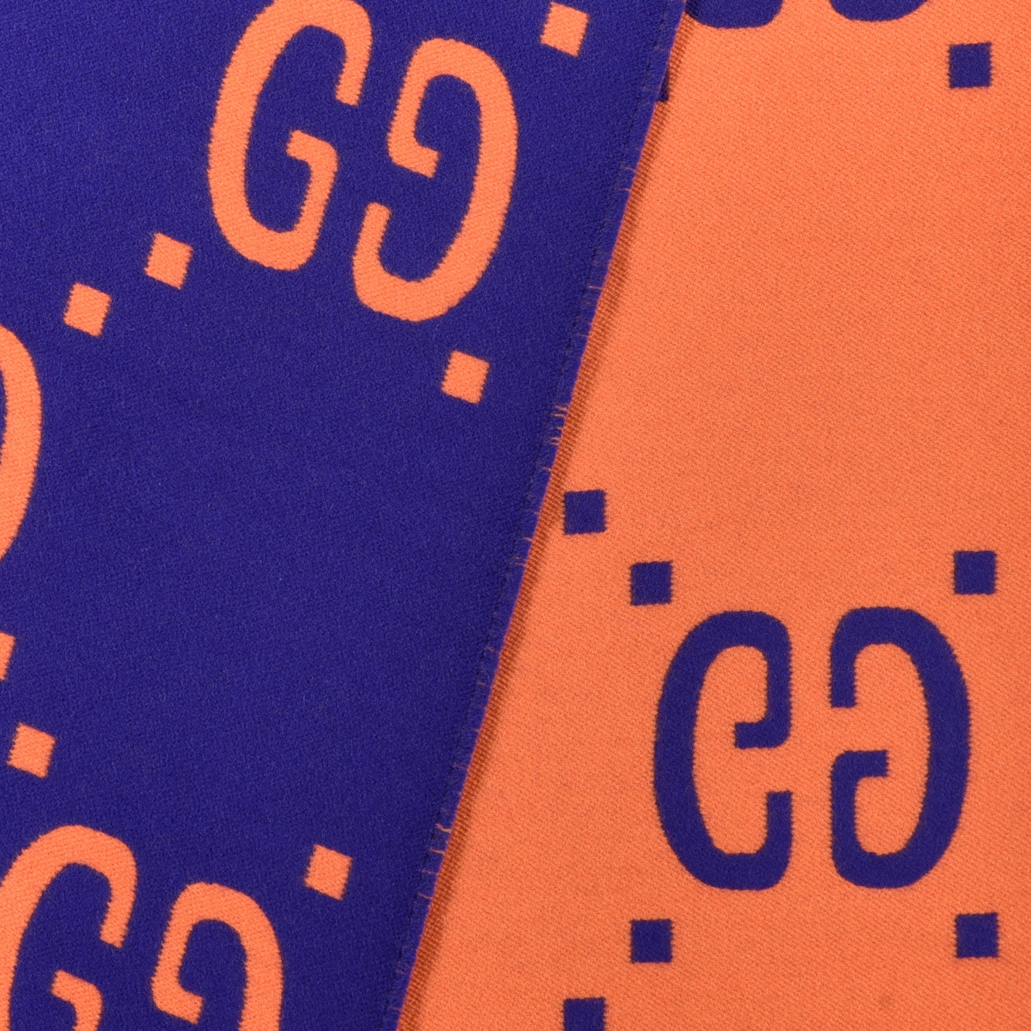 Gucci Wool Silk Monogram Jumbo GG Freedom Scarf Parma Violet Orange 3 of 5