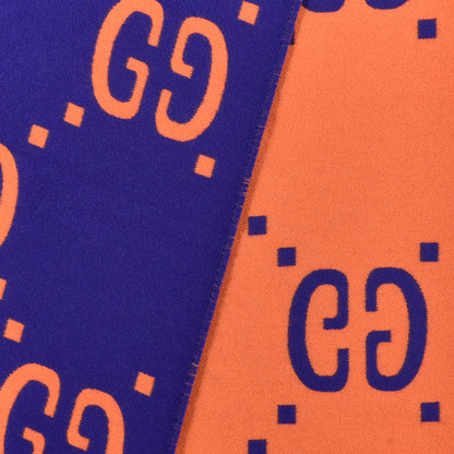 Gucci Wool Silk Monogram Jumbo GG Freedom Scarf Parma Violet Orange 3 of 5