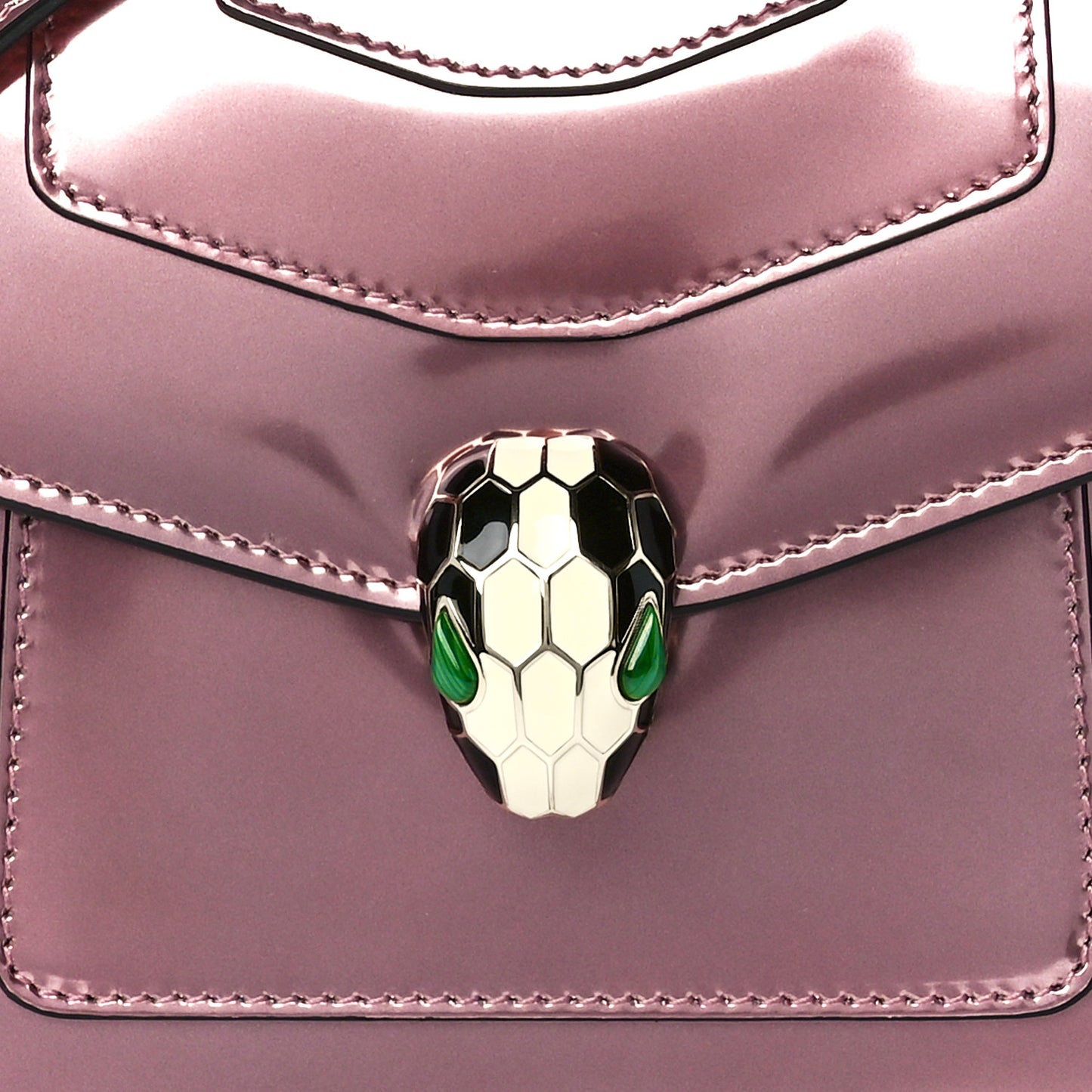 Metallic Calfskin Serpenti Forever Top Handle Rose Quartz