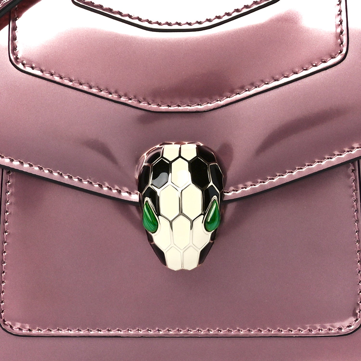 Bulgari Metallic Calfskin Serpenti Forever Top Handle Rose Quartz 11 of 14