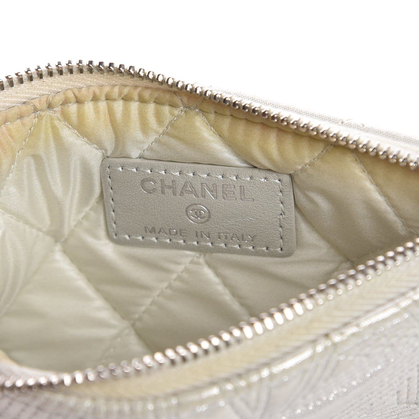 Metallic Lambskin Star Embossed Coin Purse Case Silver