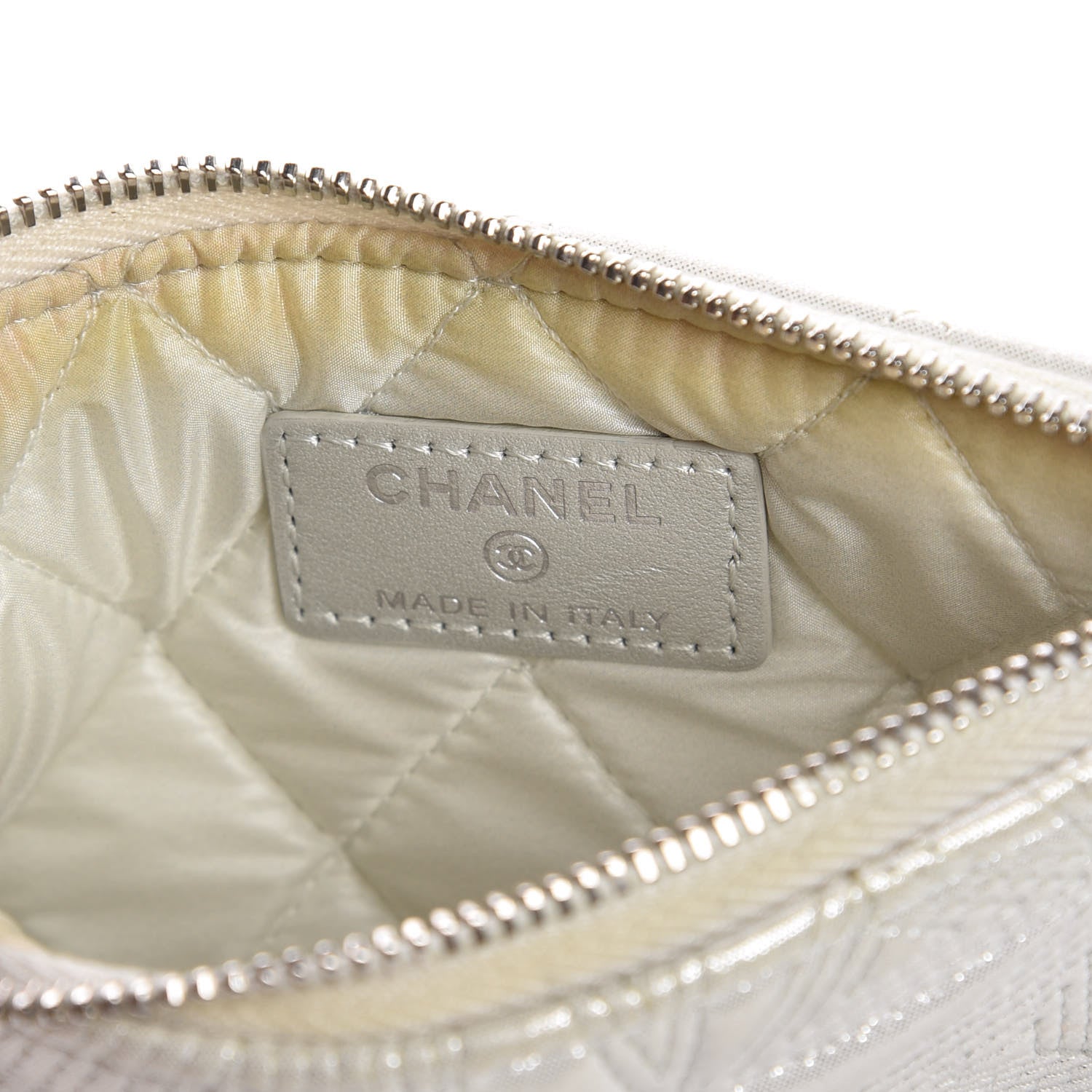 Chanel Metallic Lambskin Star Embossed Coin Purse Case Silver 6 of 12