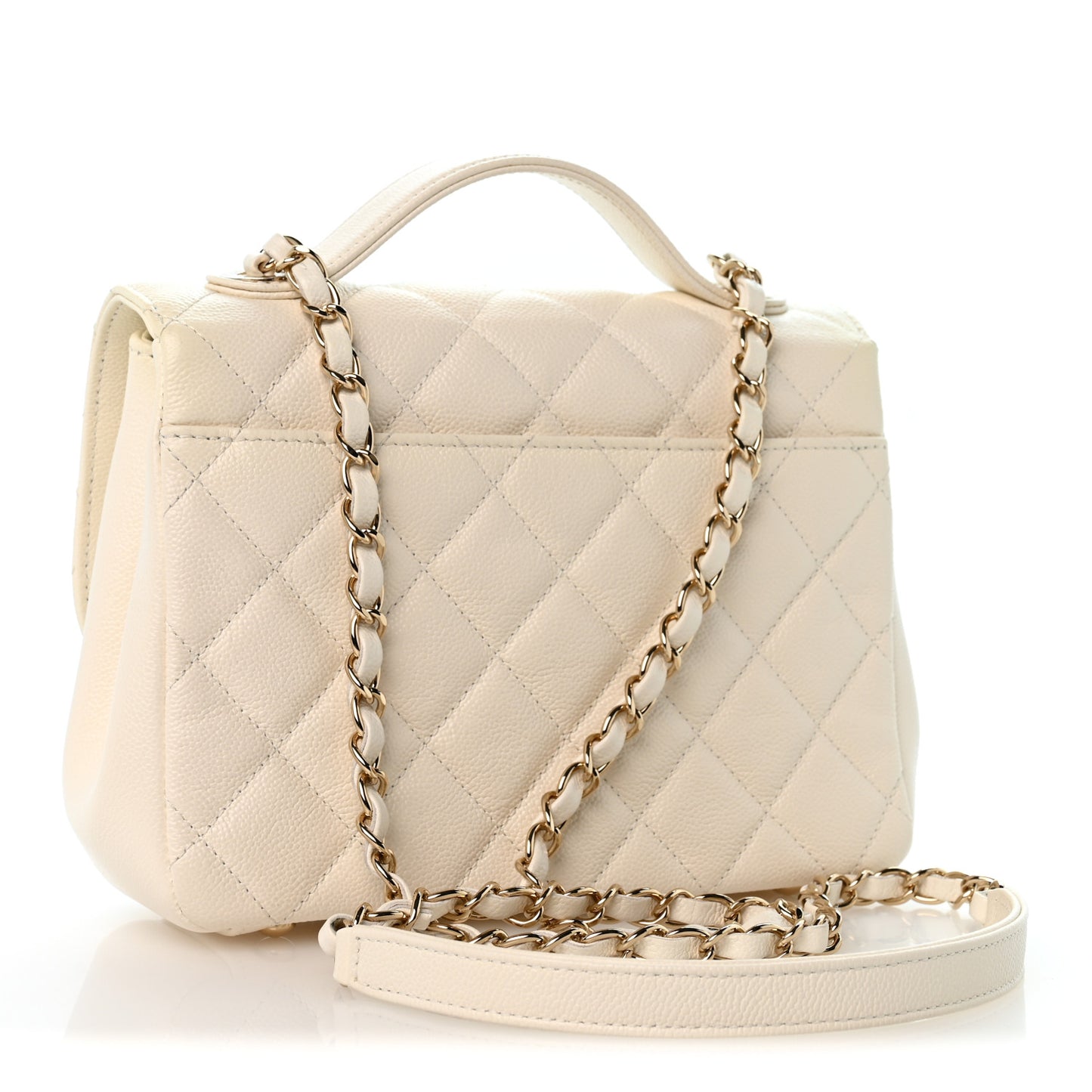 Caviar Quilted Medium Business Affinity Flap White