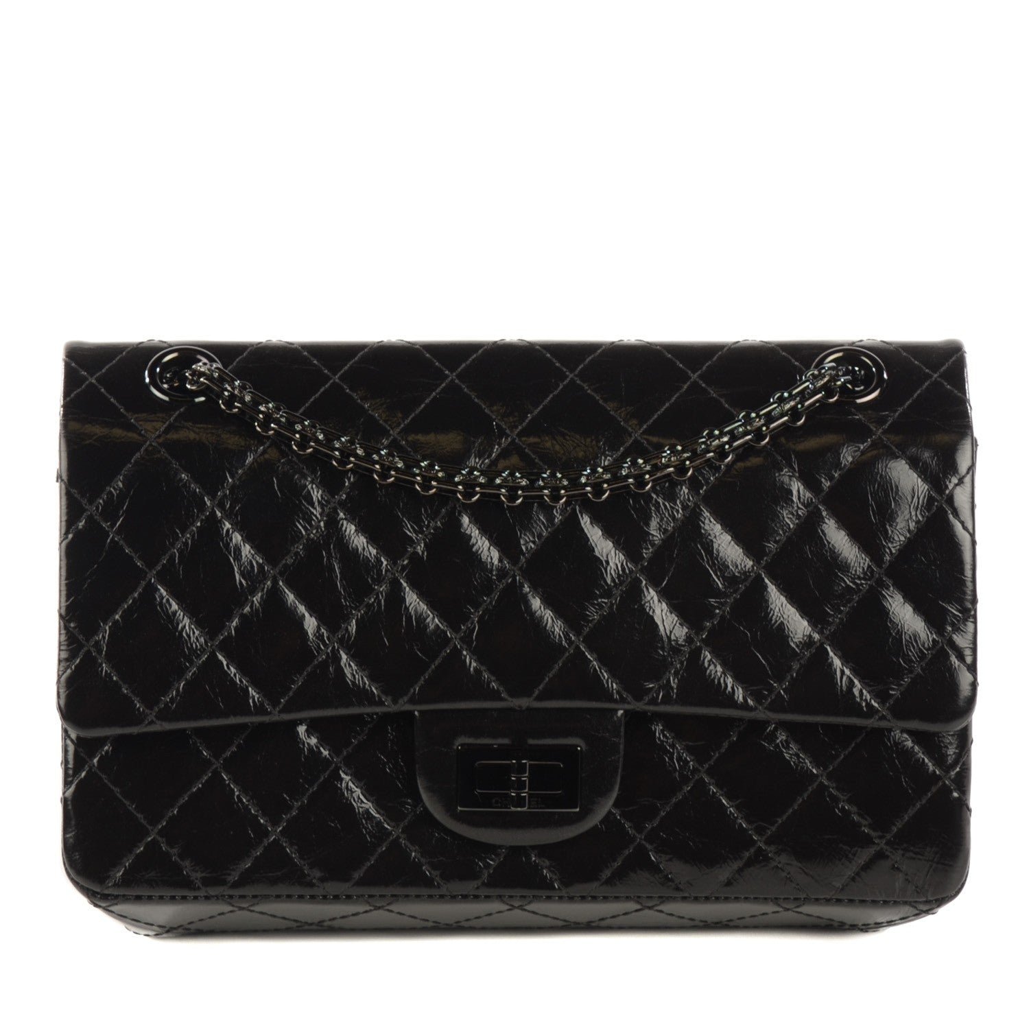 Chanel Glazed Calfskin Quilted 2.55 Reissue 225 Flap Black 1 of 8