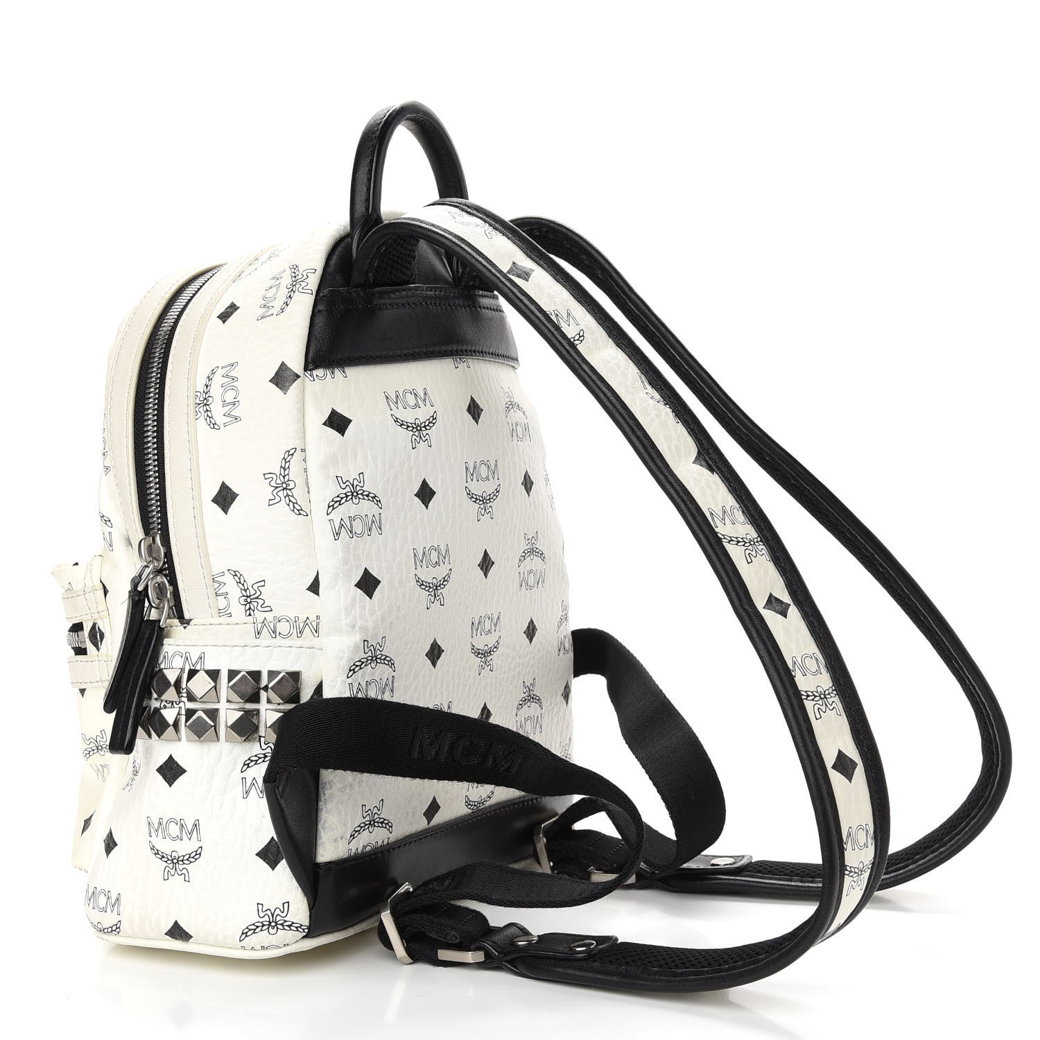 MCM Visetos Side Stud Mini Stark Backpack White 3 of 8