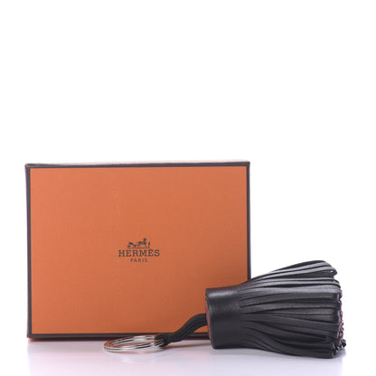 Hermes Lambskin Bi-Color Carmen Tassel Key Holder Black Rouge H 6 of 6