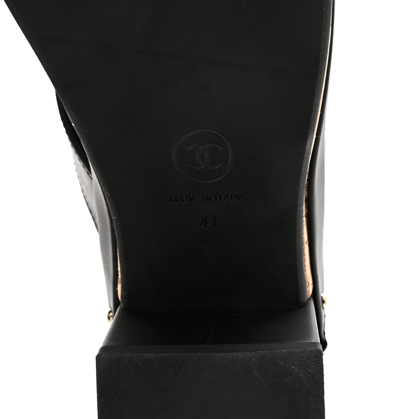 Calfskin CC Turn Lock Clogs 41 Black