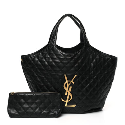Saint Laurent Lambskin Quilted Maxi Icare Shopping Tote Black 1 of 10