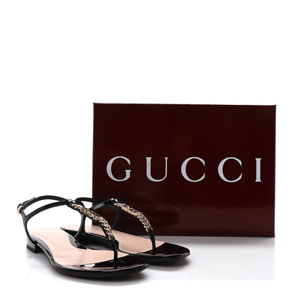 Gucci Patent Signoria Thong Sandals 37.5 Black 9 of 9
