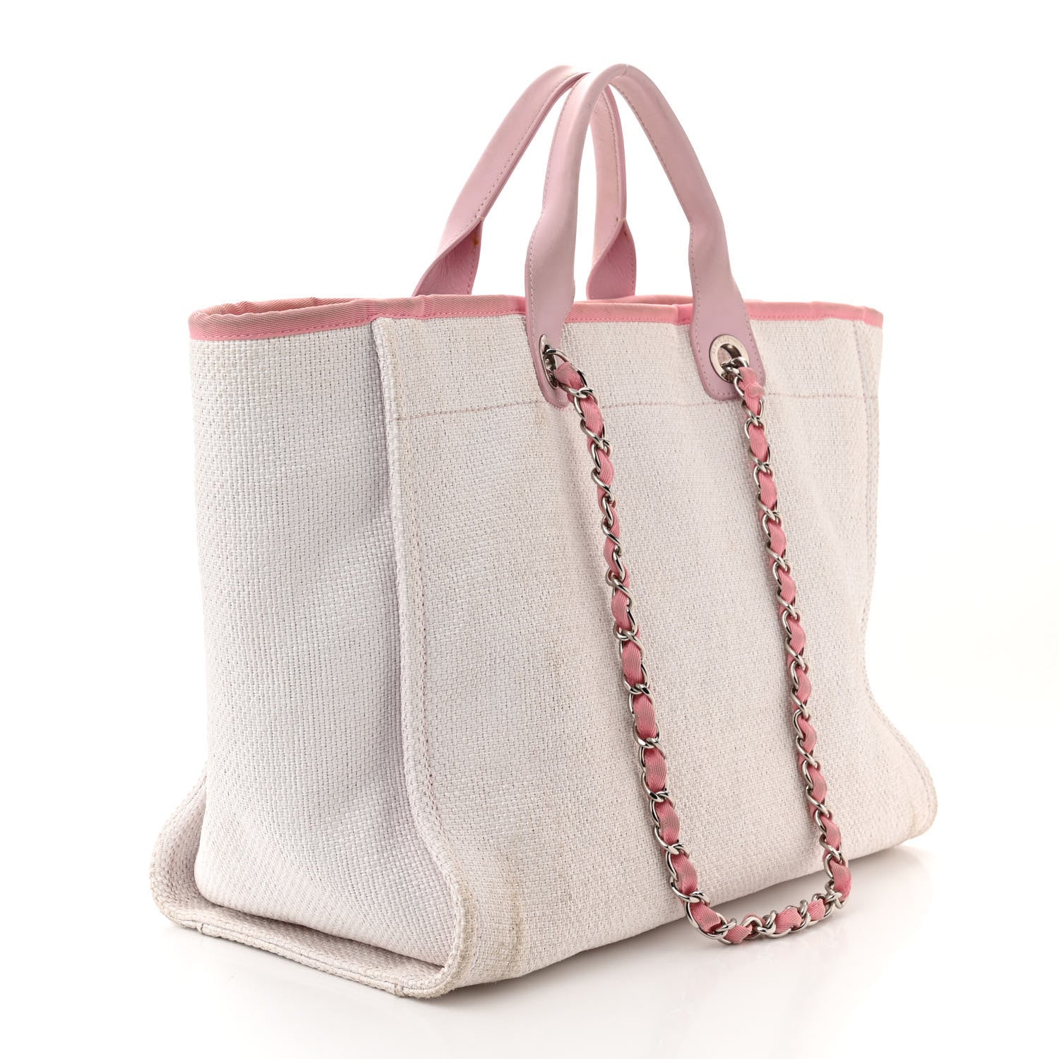 Chanel Woven Straw Raffia Medium Deauville Tote Pink 3 of 11