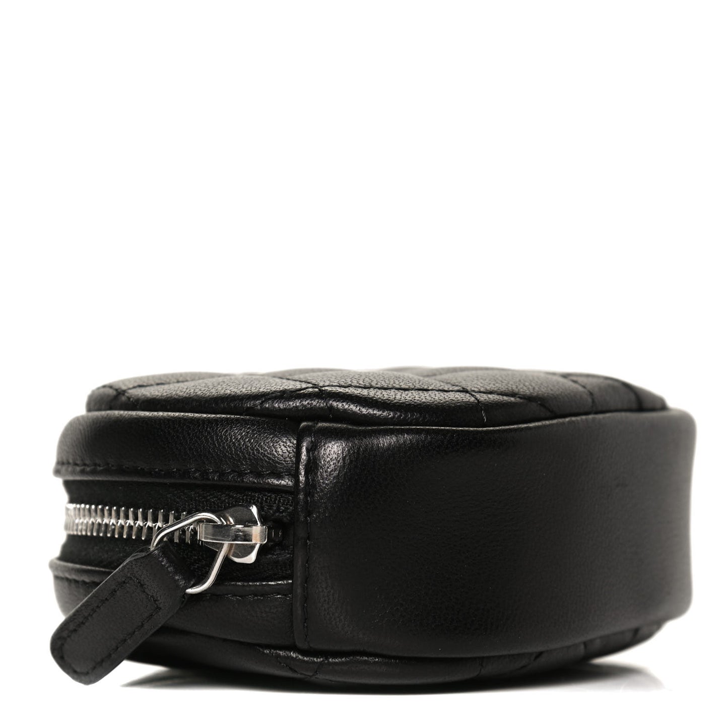 Lambskin Quilted Zip Around Classic Coin Purse Black