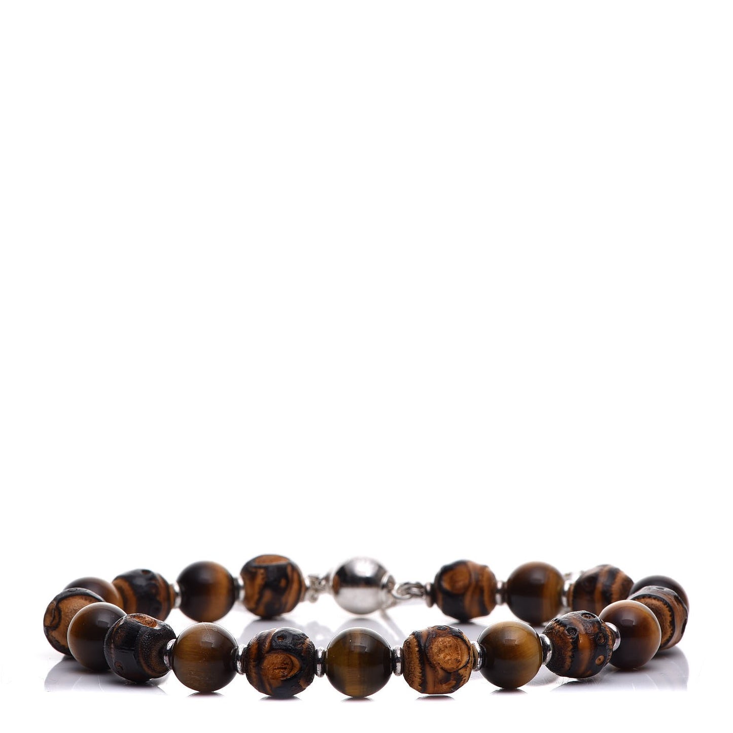 Sterling Silver Bamboo Tiger's Eye Beaded Bracelet