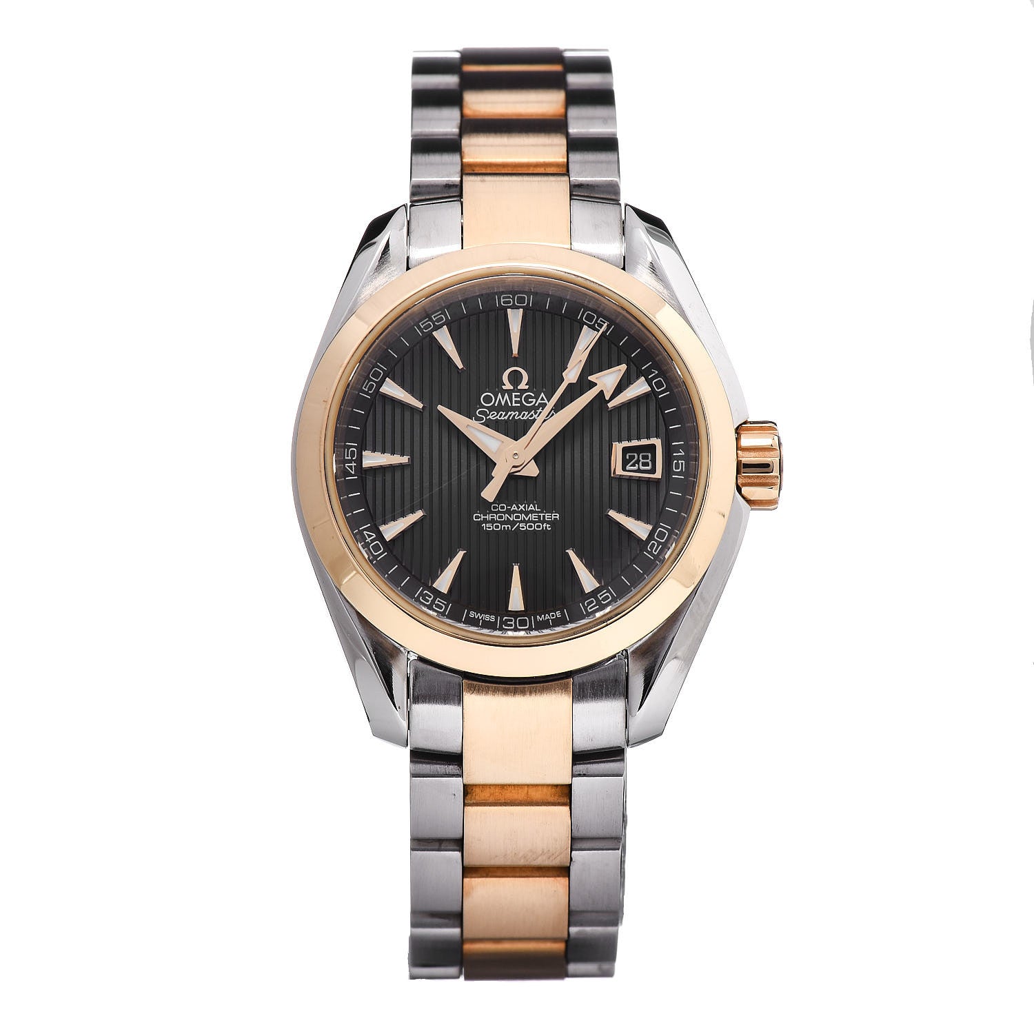 Omega Stainless Steel 18K Yellow Gold 30mm Seamaster Aqua Terra Automatic Watch Grey 231.20.30.20.06.002 1 of 7