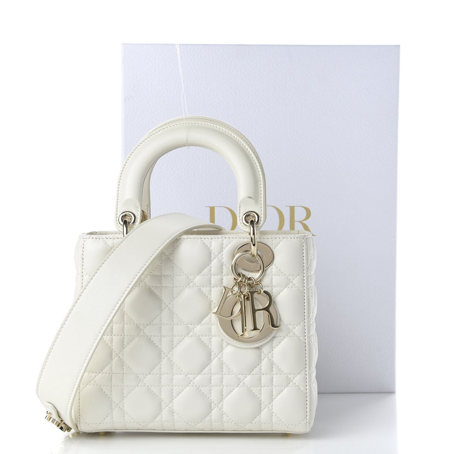 Lambskin Cannage Small My ABCDior Lady Dior White