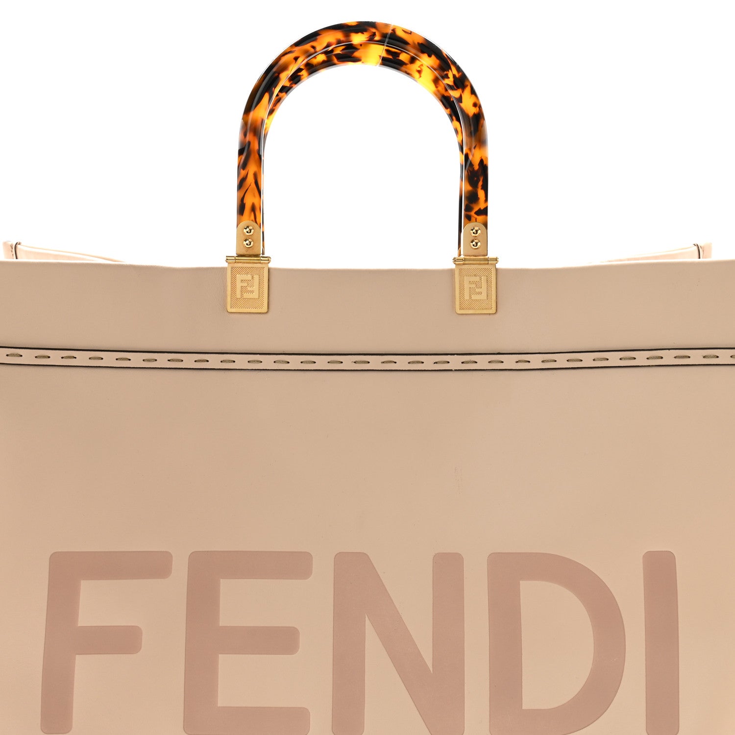 Fendi Vitello King Plexiglass Logo Embossed Large Fendi Sunshine Shopper Tote Light Rose 7 of 12