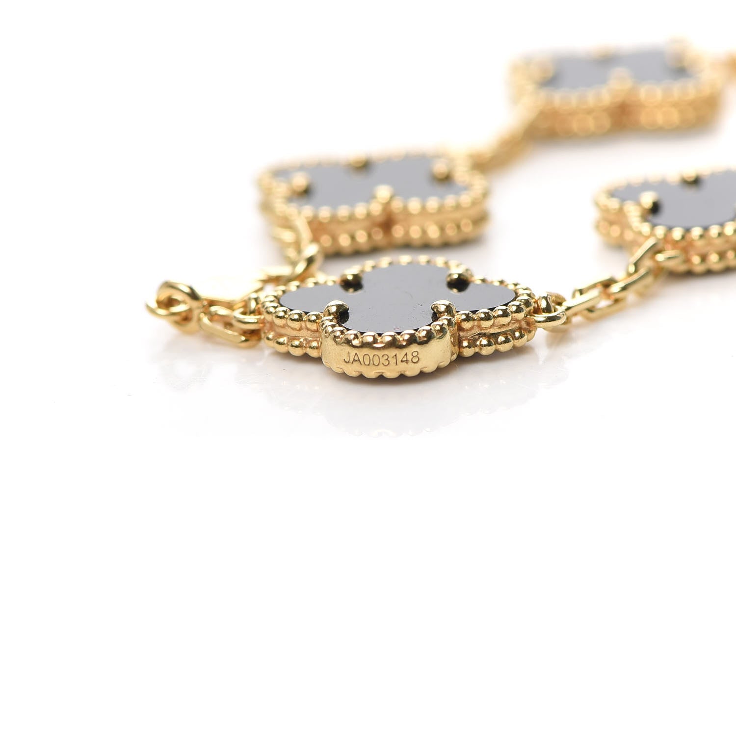 Van Cleef & Arpels 18K Yellow Gold Black Onyx 5 Motifs Vintage Alhambra Bracelet 6 of 6