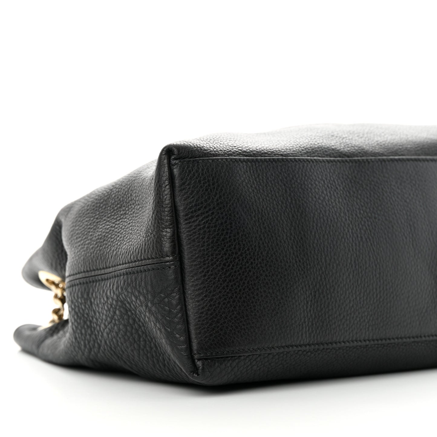 Pebbled Calfskin Medium Soho Chain Shoulder Bag Black