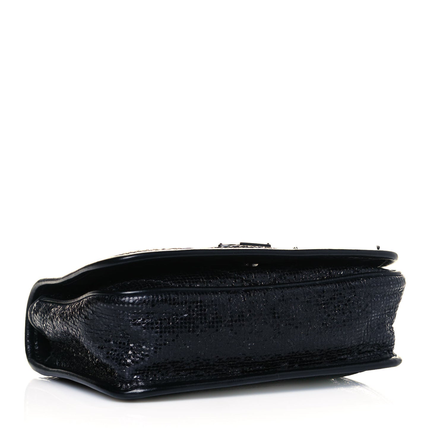 Metallic Cracked Calfskin Monogram Niki Chain Wallet Black