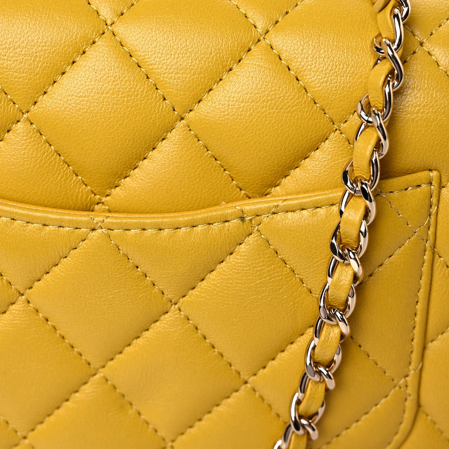 Lambskin Quilted Mini Top Handle Rectangular Flap Yellow