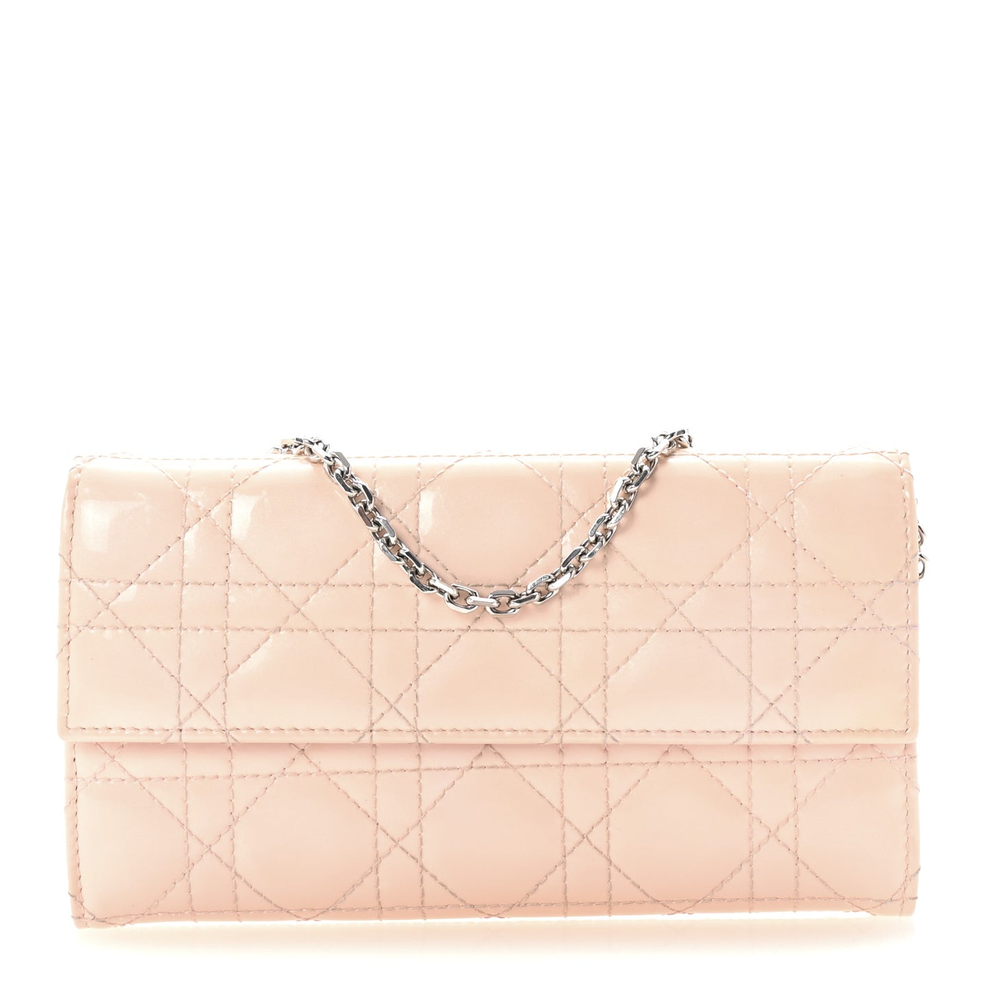 Patent Cannage Lady Dior Rendezvous Wallet On Chain Light Pink