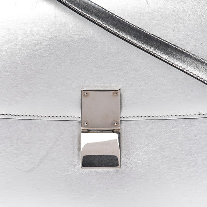 Celine Laminated Lambskin Medium Classic Box Flap Bag Silver 18 of 19