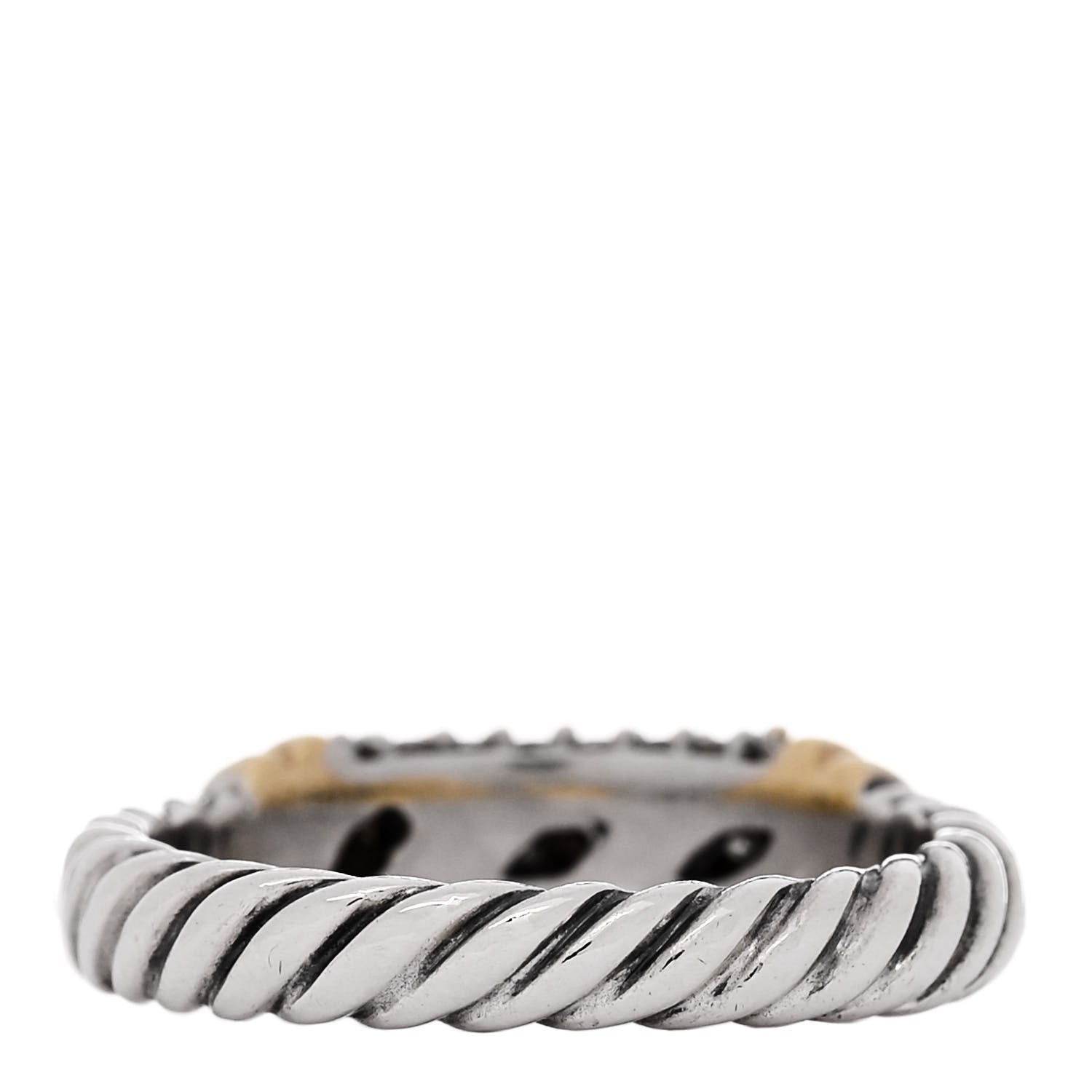 David Yurman Sterling Silver 18K Yellow Gold Diamond 6mm Metro Cable Ring 51 5.75 3 of 4