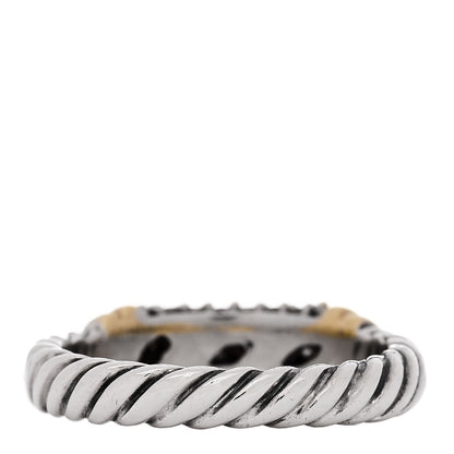 David Yurman Sterling Silver 18K Yellow Gold Diamond 6mm Metro Cable Ring 51 5.75 3 of 4