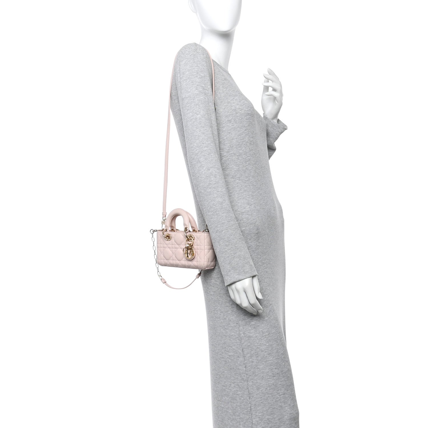 Christian Dior Lambskin Cannage Micro Lady D-Joy Rose Poudre 2 of 10