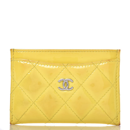 Chanel Patent Quilted Card Holder Yellow 1 of 13