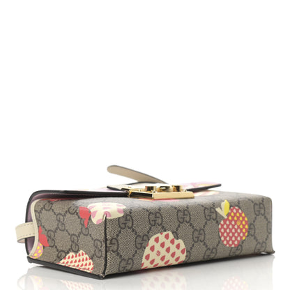 Gucci GG Supreme Monogram Les Pommes Mini Padlock Top Handle Shoulder Bag Beige Ebony Multicolor Cotton Candy Pink 4 of 12