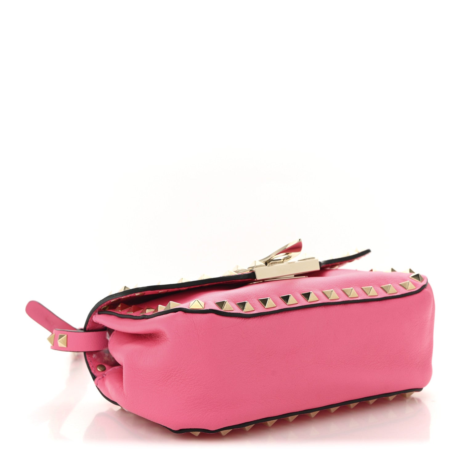 Valentino Garavani Vitello Mini Rockstud Flap Saddle Crossbody Bag Fuxia Fluo 4 of 9