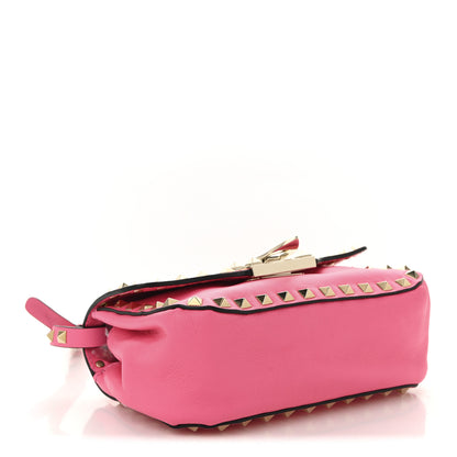 Valentino Garavani Vitello Mini Rockstud Flap Saddle Crossbody Bag Fuxia Fluo 4 of 9