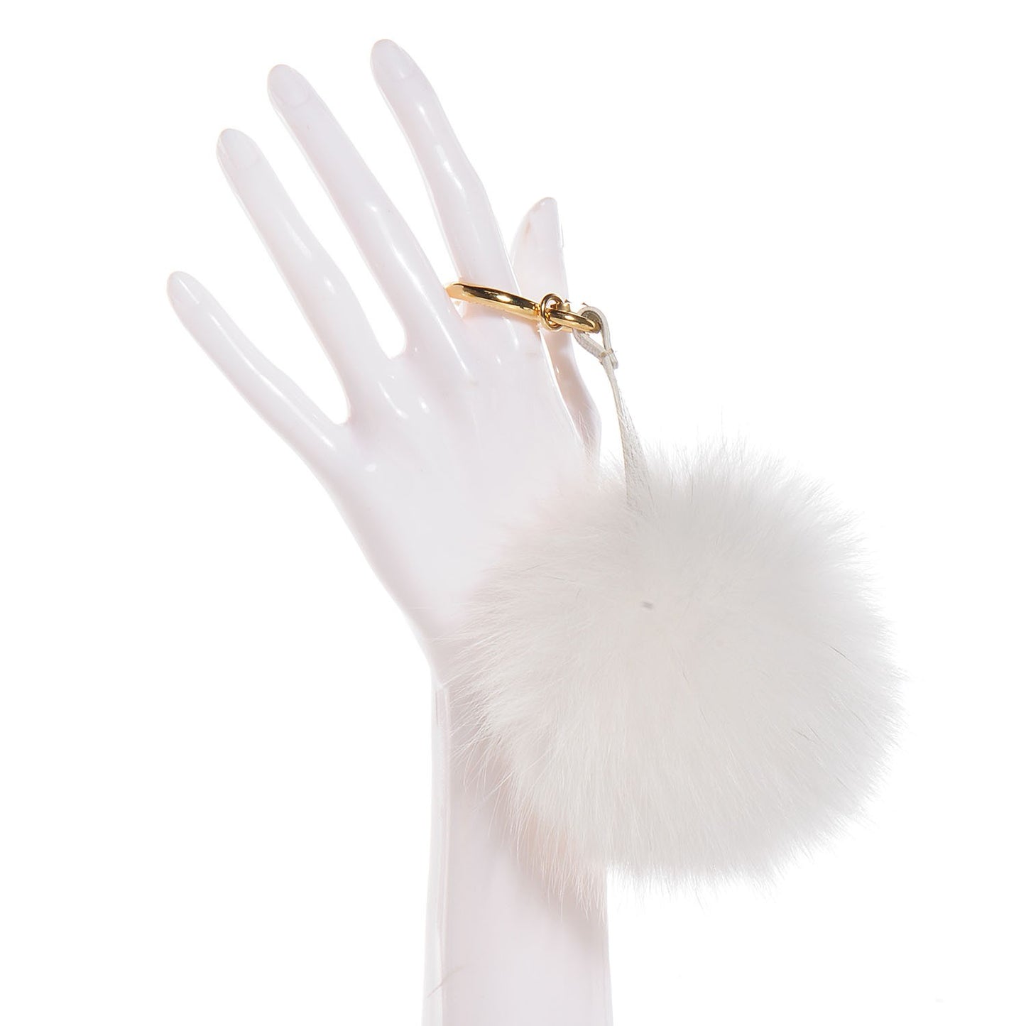 Fox Fur Pom Pom Bag Charm White