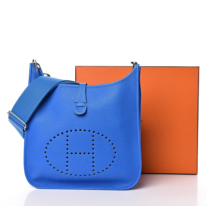 Hermes Taurillon Clemence Evelyne III PM Bleu Hydra 11 of 11