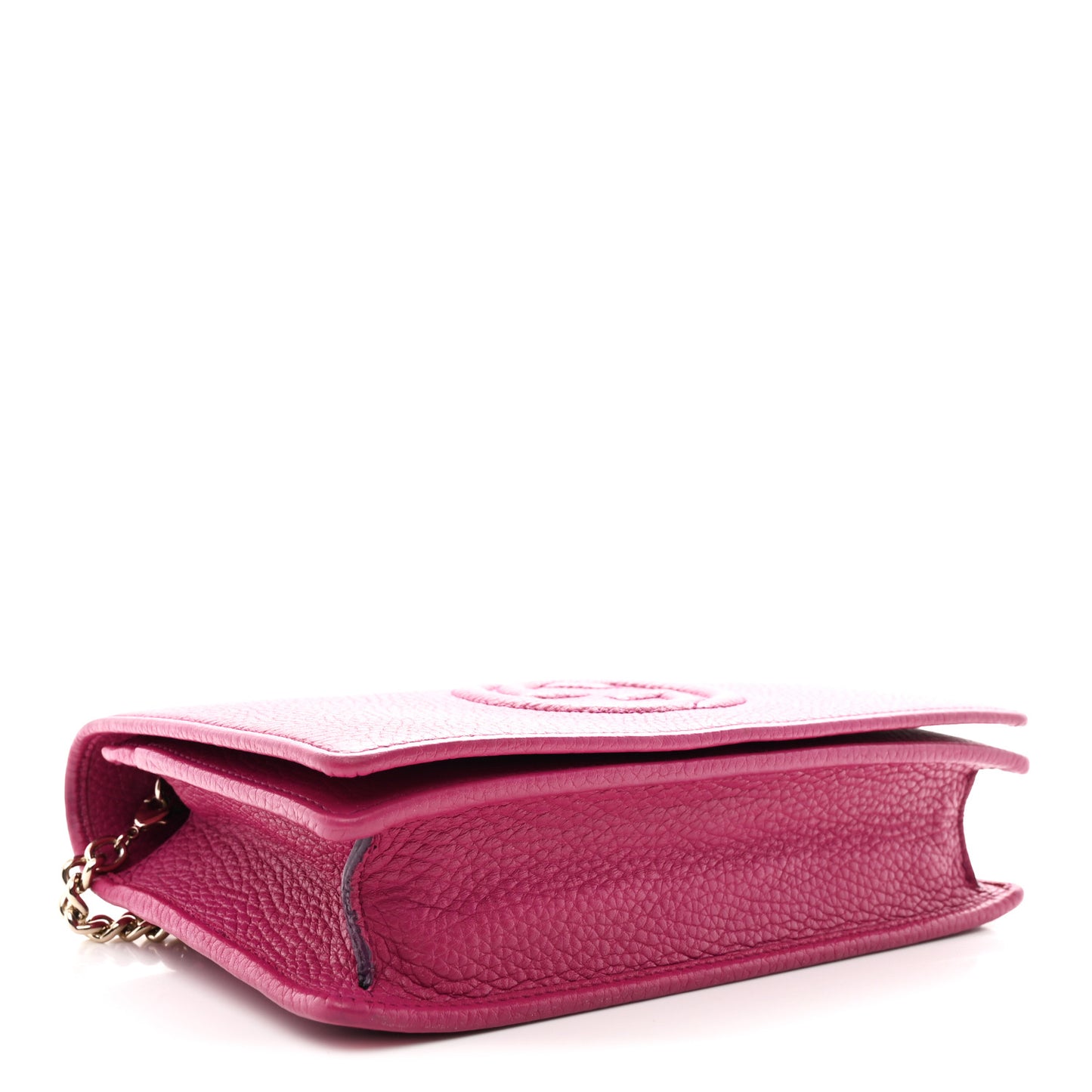 Pebbled Calfskin Soho Wallet on Chain Bright Bougainvillea