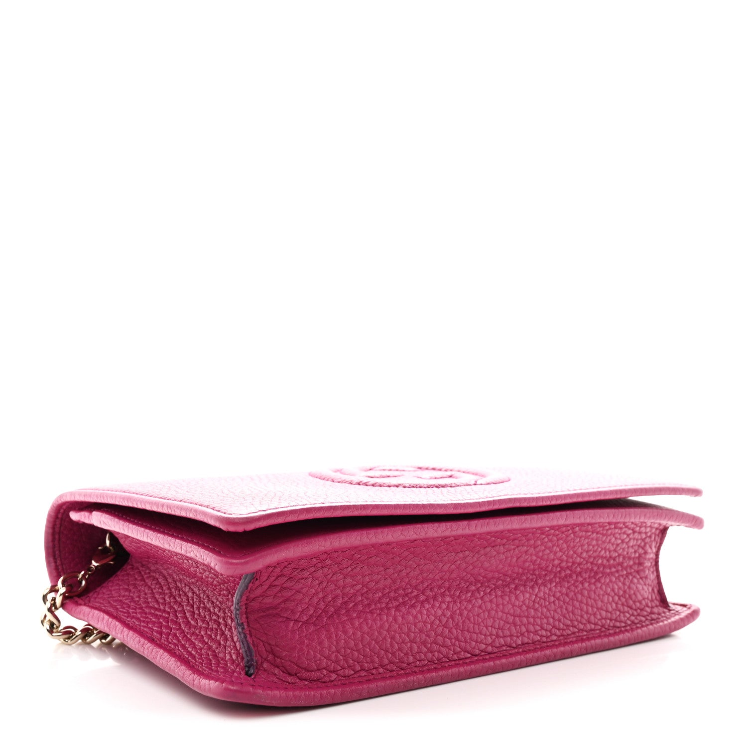 Gucci Pebbled Calfskin Soho Wallet on Chain Bright Bougainvillea 4 of 11
